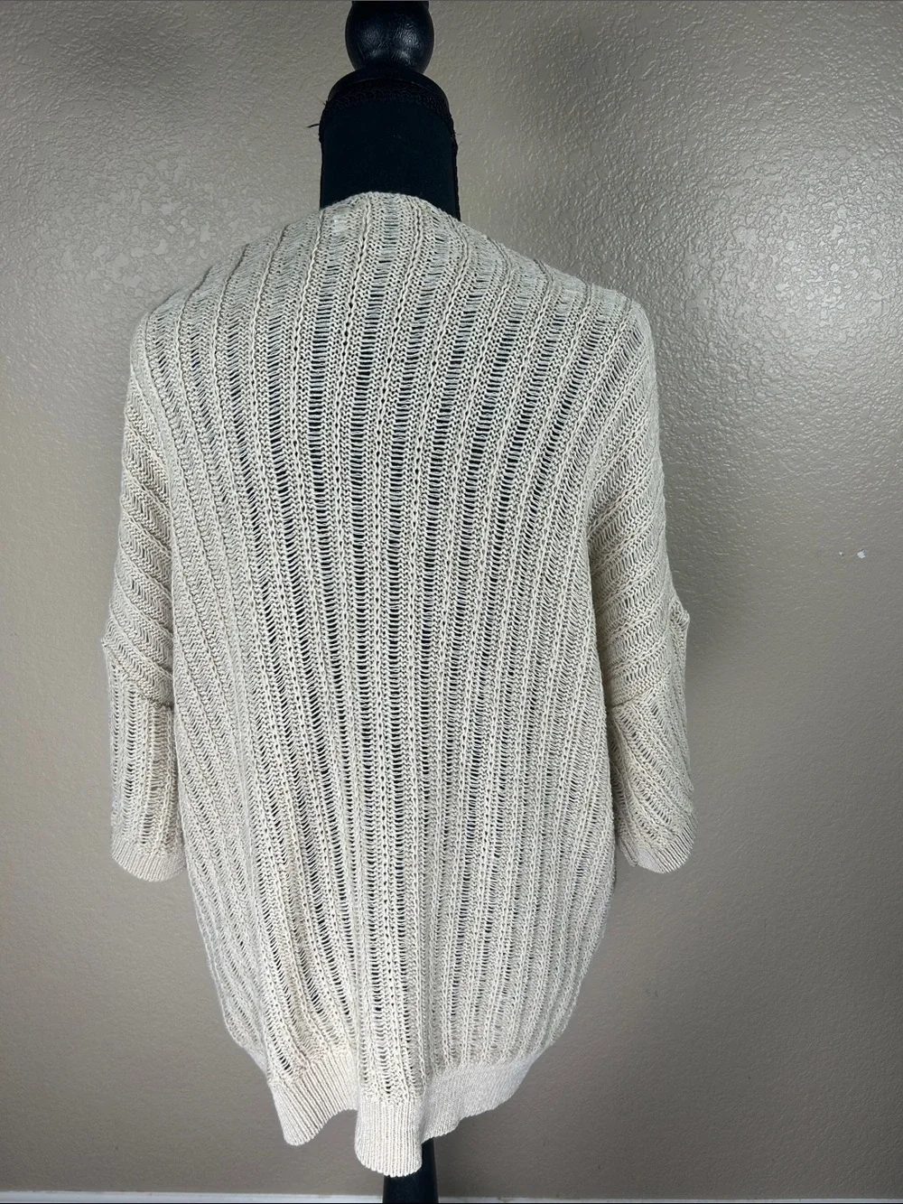 Topman Cream Open-Weave Scoop Neck Sweater